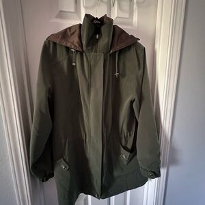 Gallery Olive Hooded Raincoat